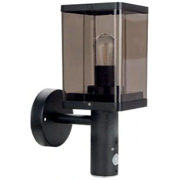 Applique murale d'extérieur avec détecteur de mouvement et capteur crépusculaire 1xE27/60W/230V IP44 noir/marron fumé