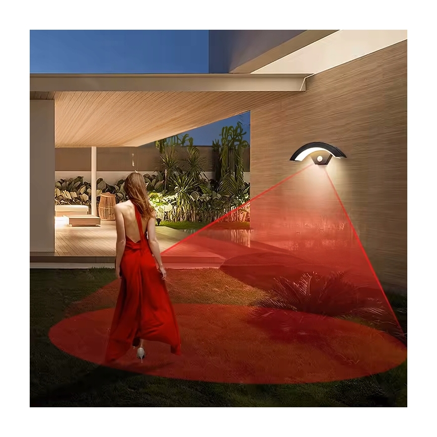 Applique murale extérieure LED avec détecteur de mouvement LED/10W/230V IP54 noire