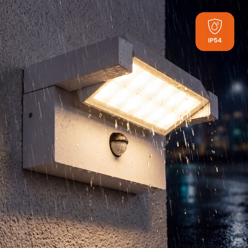 Applique murale d'extérieur LED avec détecteur de mouvement et capteur crépusculaire LED/25W/230V 3000/4000/6500K IP54 blanche
