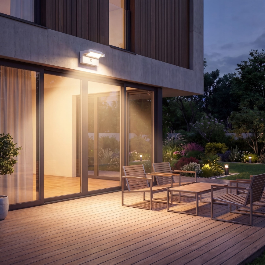Applique murale d'extérieur LED avec détecteur de mouvement et capteur crépusculaire LED/25W/230V 3000/4000/6500K IP54 blanche
