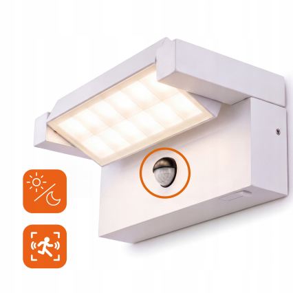 Applique murale d'extérieur LED avec détecteur de mouvement et capteur crépusculaire LED/25W/230V 3000/4000/6500K IP54 blanche