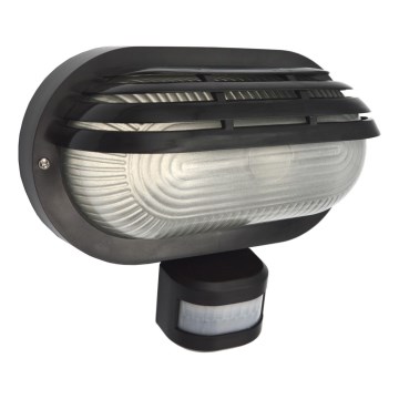 Applique murale d'extérieur avec détecteur ORIKO 1xE27/15W/230V IP54 noire