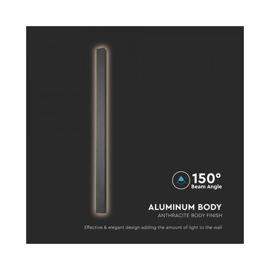 Applique murale d'extérieur LED, 10 W, 230 V, 3000 K, IP65, 51 cm, anthracite