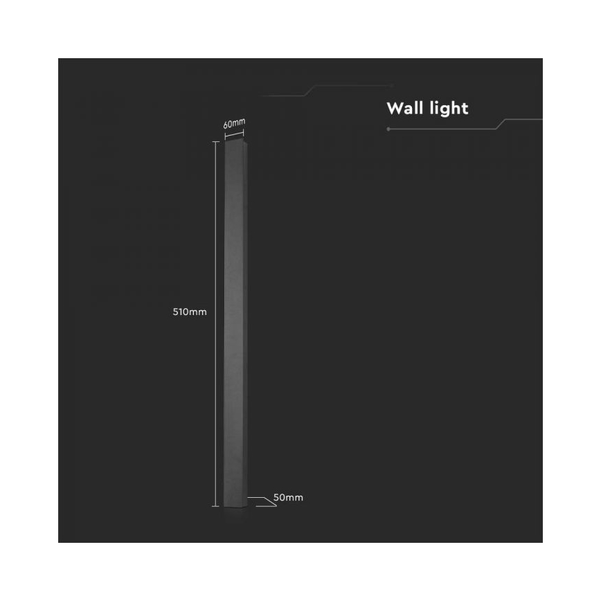 Applique murale d'extérieur LED, 10 W, 230 V, 3000 K, IP65, 51 cm, anthracite