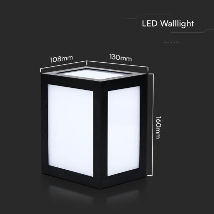 Applique murale d'extérieur LED/12 W/230 V 6400 K IP65 noire