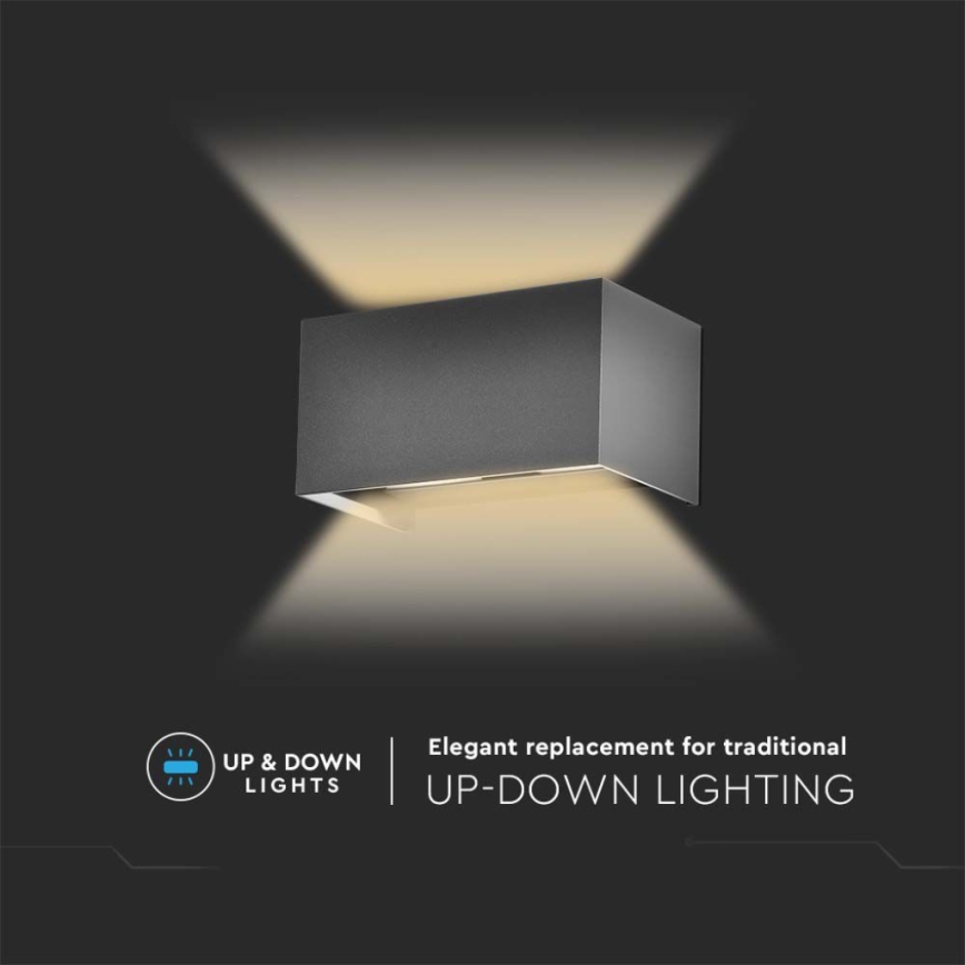 Applique murale d'extérieur LED 24W 230V 3000K IP65 anthracite