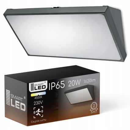 LED Applique murale d'extérieur avec détecteur de mouvement LED/20W/230V IP65 gris