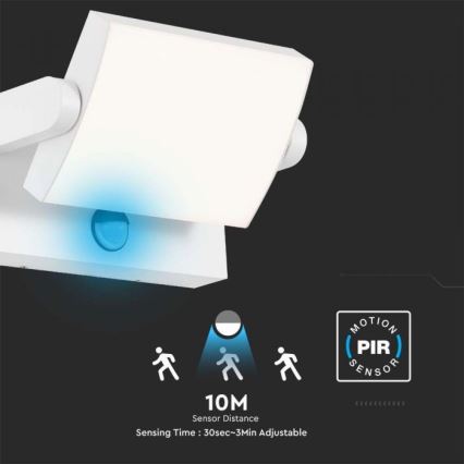 Applique murale d'extérieur LED avec détecteur 17W/230V 4000K IP65 blanc