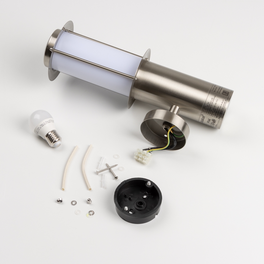 Applique murale extérieure LED avec détecteur de mouvement 1xE27/4,9W/230V IP44 chrome mat