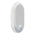 Applique murale d'extérieur LED avec détecteur de mouvement et capteur crépusculaire OVAL LED/10W/230V IP65 blanc