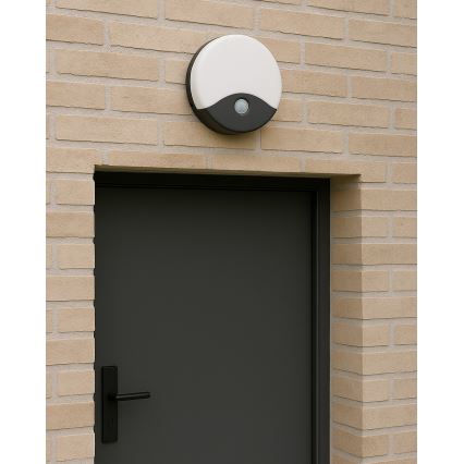 Applique murale d'extérieur LED avec détecteur de mouvement — 18 W, 230 V, IP44, blanche