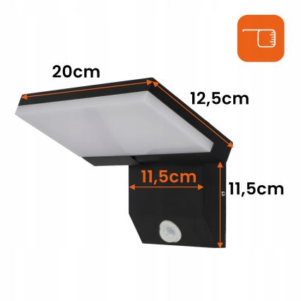 Applique murale d'extérieur avec détecteur de mouvement LED/18W/230V IP44 noire