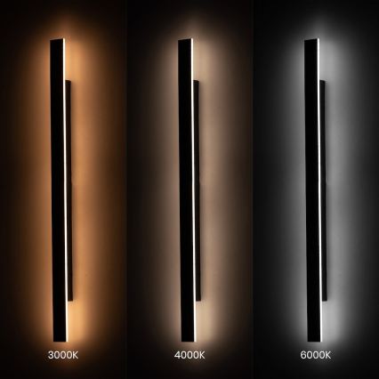 Applique murale d'extérieur LED WOW LED/20W/230V 3000/4000/6000K 120 cm IP54 noire