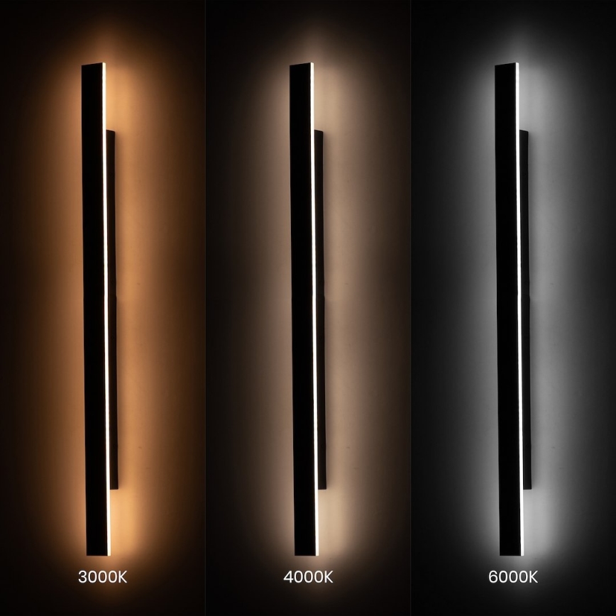 Applique murale d'extérieur LED WOW LED/20W/230V 3000/4000/6000K 120 cm IP54 noire