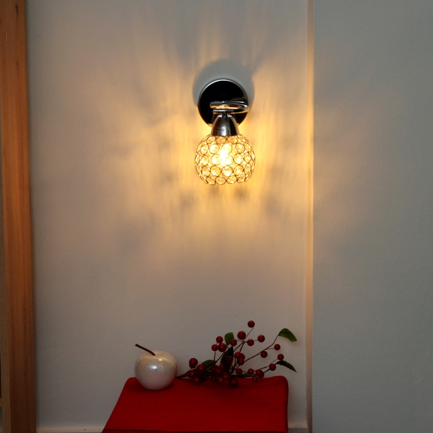 Applique murale DORIS 1xE27/15W/230V chrome brillant/transparent