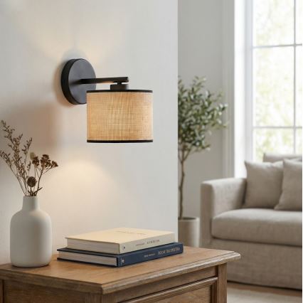 Applique murale ECO 1xE27/15W/230V beige/rotin