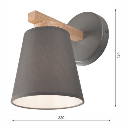 Applique murale ELLIE 1xE27/60W/230V hêtre