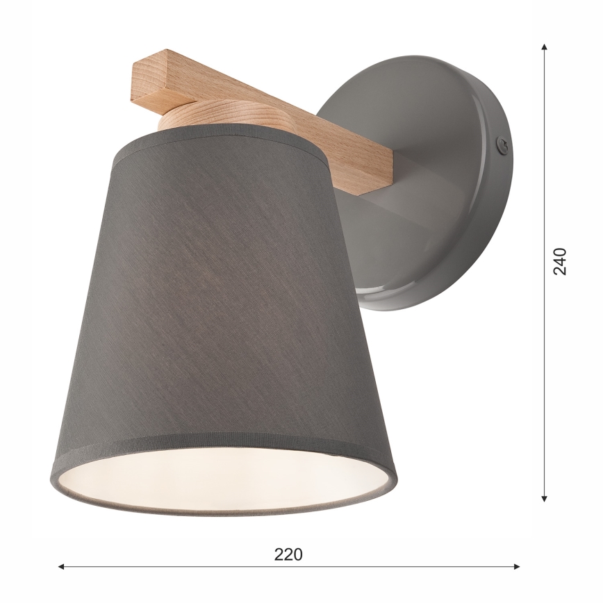 Applique murale ELLIE 1xE27/60W/230V hêtre