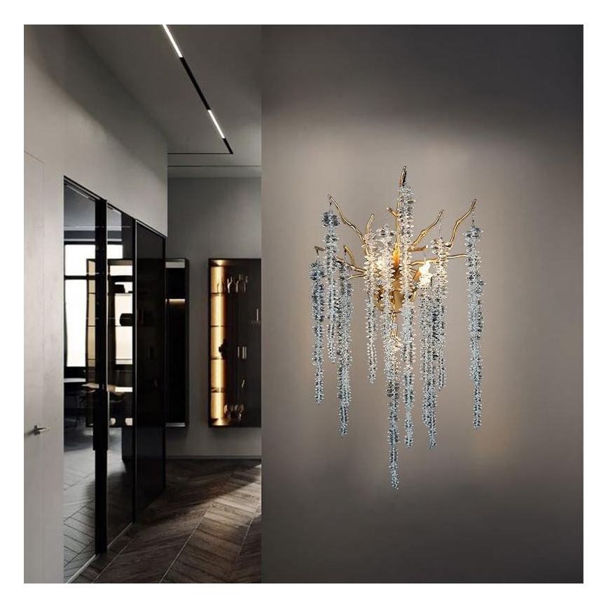 Applique murale en cristal 3xG9/40W/230V Rose doré