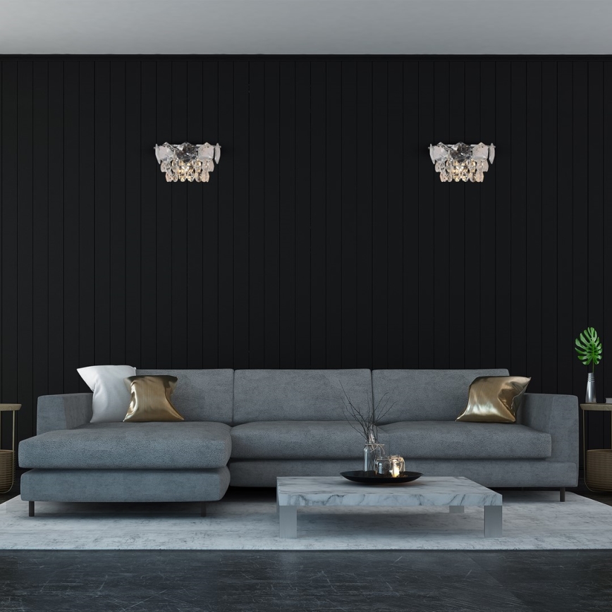 Applique murale en cristal SELENA 2xE14/40W/230V chrome brillant