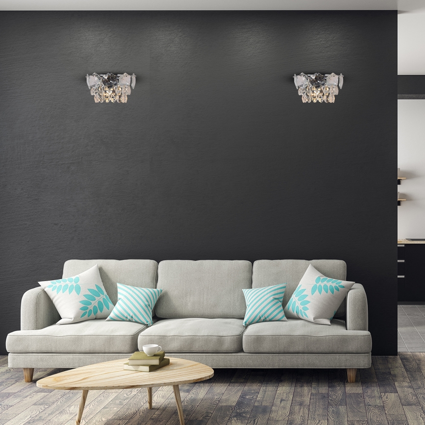 Applique murale en cristal SELENA 2xE14/40W/230V chrome brillant