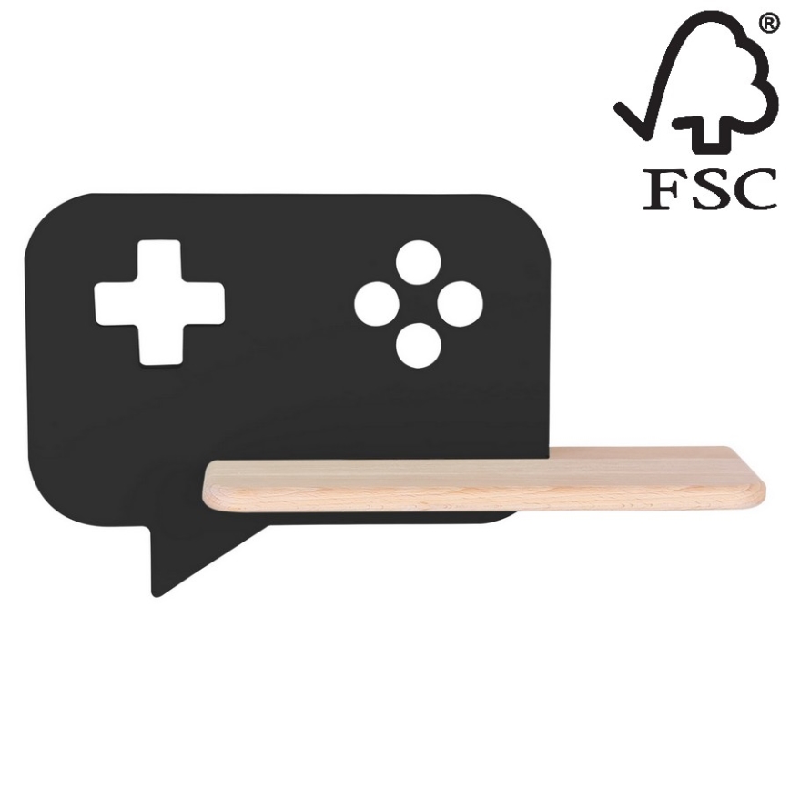 Applique murale enfant avec étagère CONSOLE LED/5W/230V noir