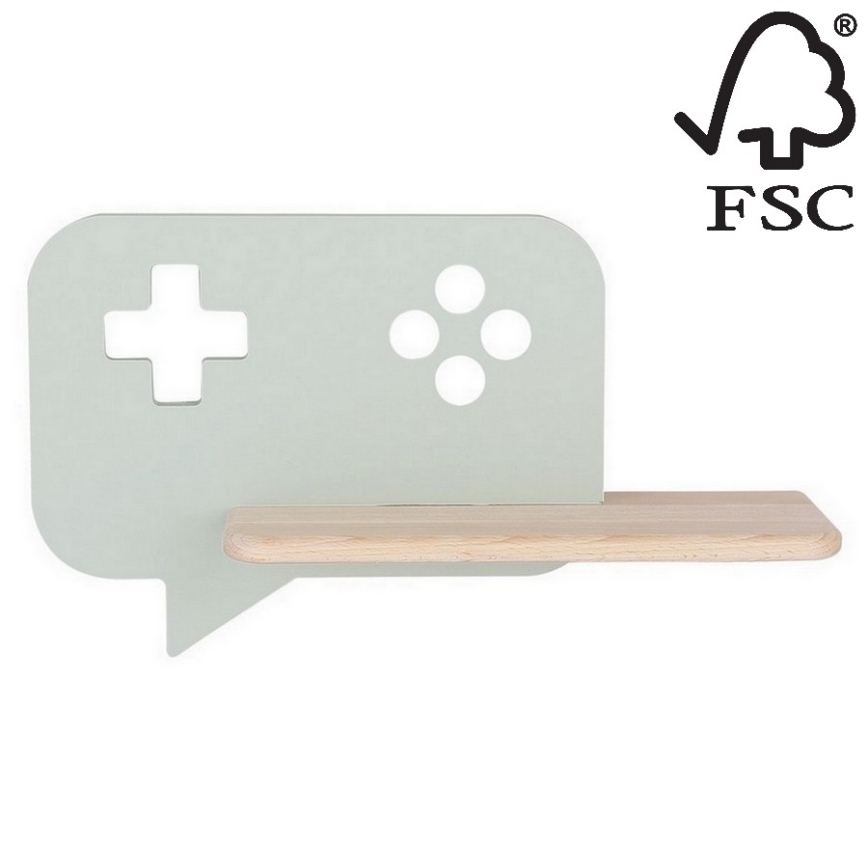 Applique murale enfant avec étagère CONSOLE LED/5W/230V vert