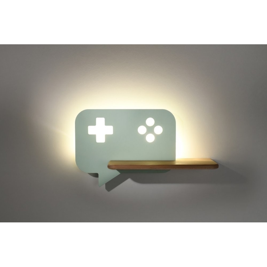 Applique murale enfant avec étagère CONSOLE LED/5W/230V vert