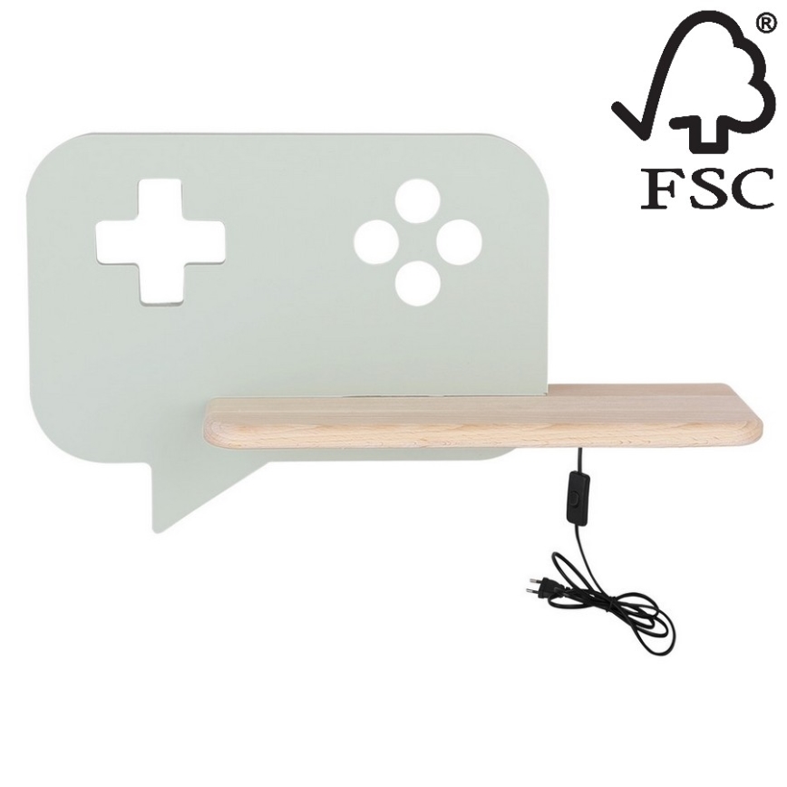 Applique murale enfant avec étagère CONSOLE LED/5W/230V vert