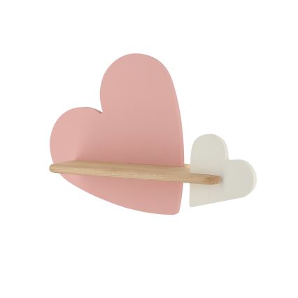 Applique murale enfant avec étagère HEART LED/5W/230V rose/blanc/bois