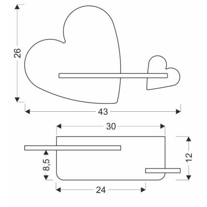 Applique murale enfant avec étagère HEART LED/5W/230V rose/blanc/bois