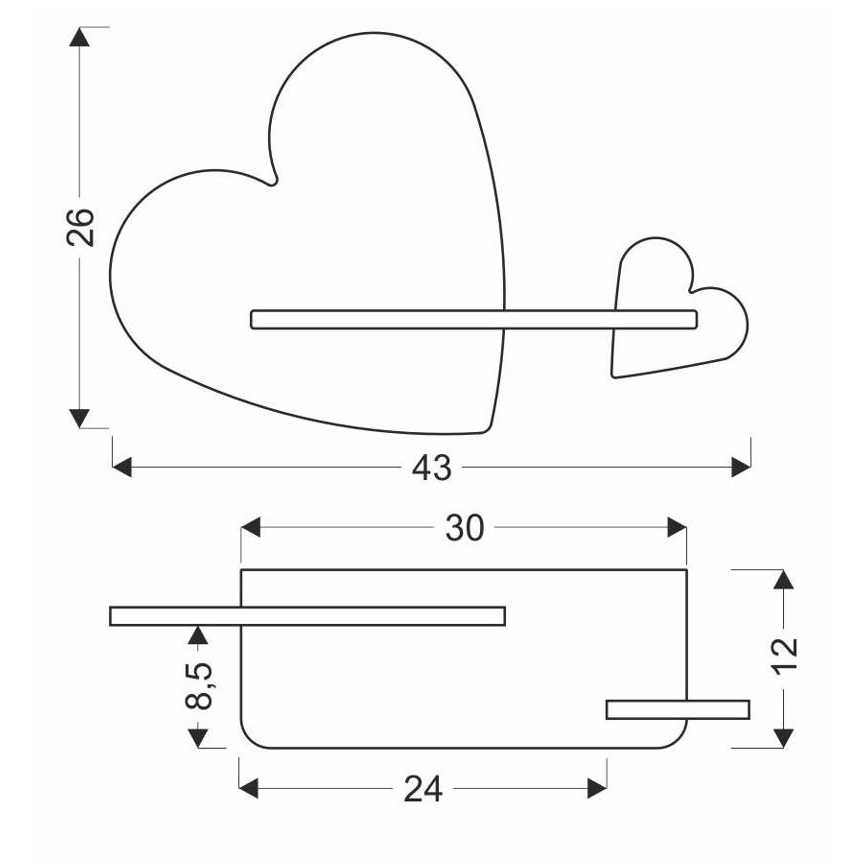 Applique murale enfant avec étagère HEART LED/5W/230V rose/blanc/bois