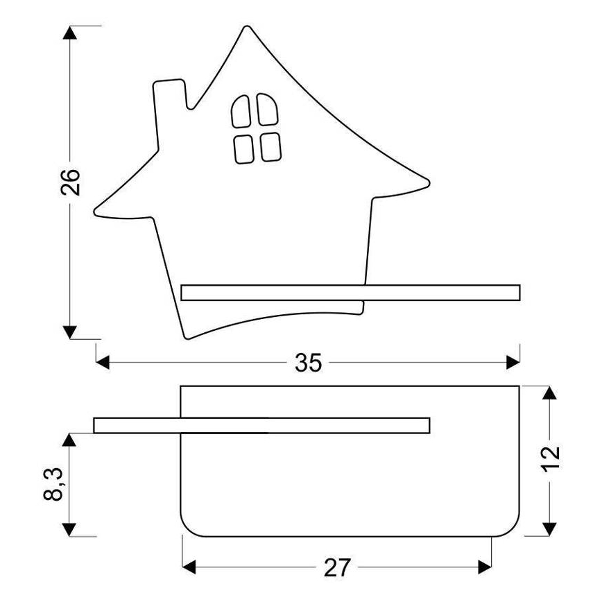 Applique murale enfant avec étagère HOUSE LED/4W/230V gris/bois