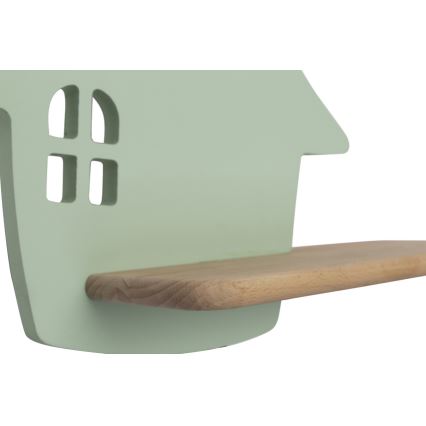 Applique murale enfant avec étagère HOUSE LED/4W/230V vert/bois