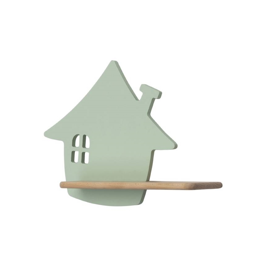 Applique murale enfant avec étagère HOUSE LED/4W/230V vert/bois