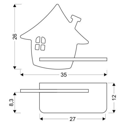 Applique murale enfant avec étagère HOUSE LED/4W/230V vert/bois