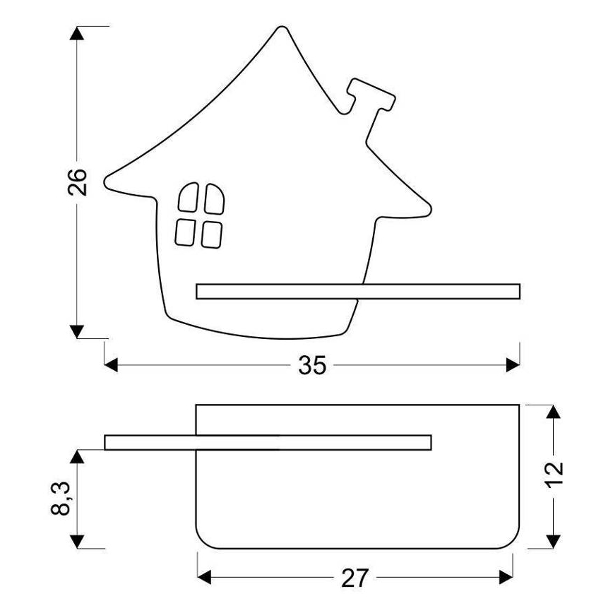 Applique murale enfant avec étagère HOUSE LED/4W/230V vert/bois