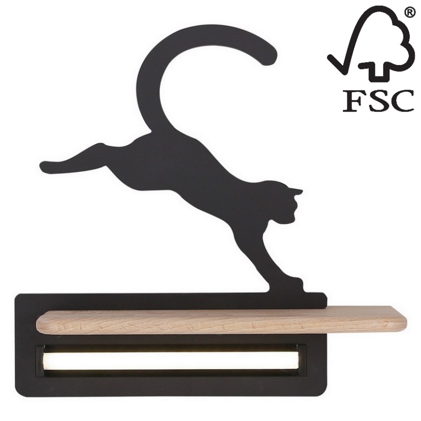 Applique murale enfant avec étagère JUMPING CAT LED/5W/230V