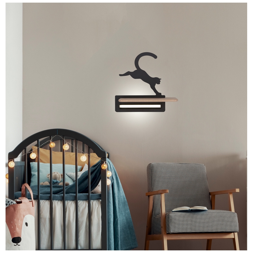 Applique murale enfant avec étagère JUMPING CAT LED/5W/230V