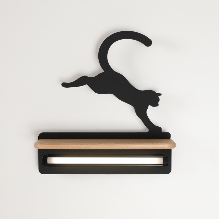 Applique murale enfant avec étagère JUMPING CAT LED/5W/230V