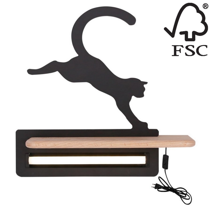 Applique murale enfant avec étagère JUMPING CAT LED/5W/230V