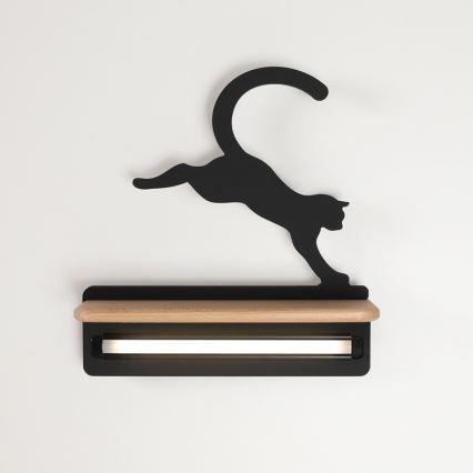 Applique murale enfant avec étagère JUMPING CAT LED/5W/230V