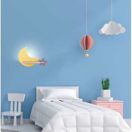 Applique murale enfant avec étagère MOON LED/5W/230V