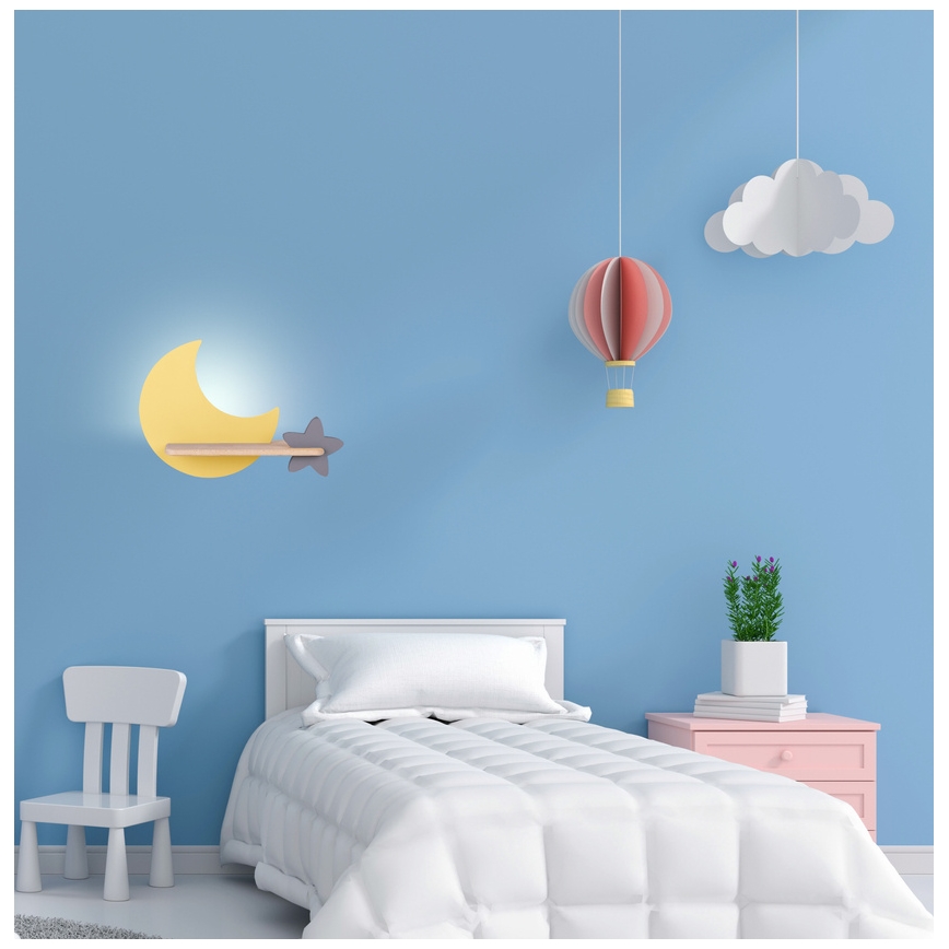 Applique murale enfant avec étagère MOON LED/5W/230V