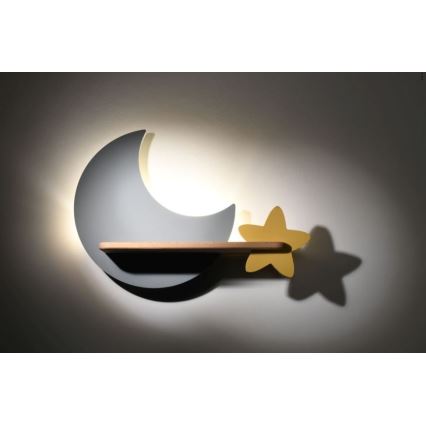 Applique murale enfant avec étagère MOON LED/5W/230V