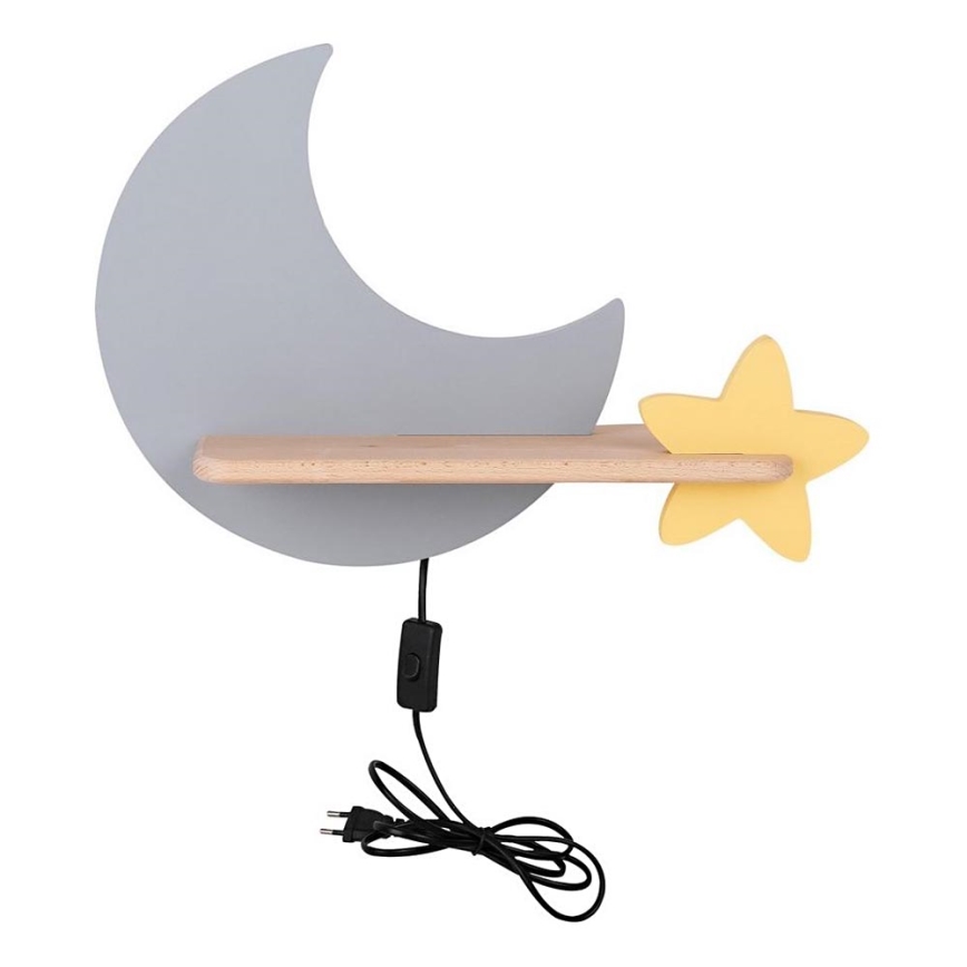 Applique murale enfant avec étagère MOON LED/5W/230V
