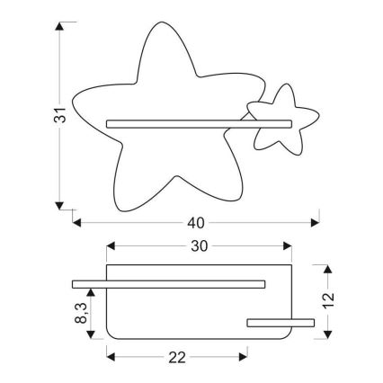 Applique murale enfant avec étagère STAR LED/5W/230V