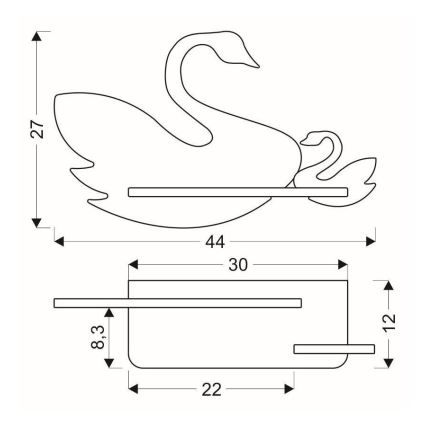 Applique murale enfant avec étagère SWAN LED/5W/230V