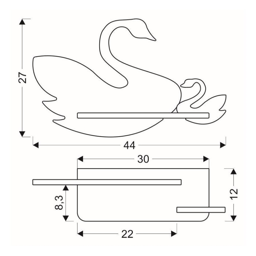 Applique murale enfant avec étagère SWAN LED/5W/230V