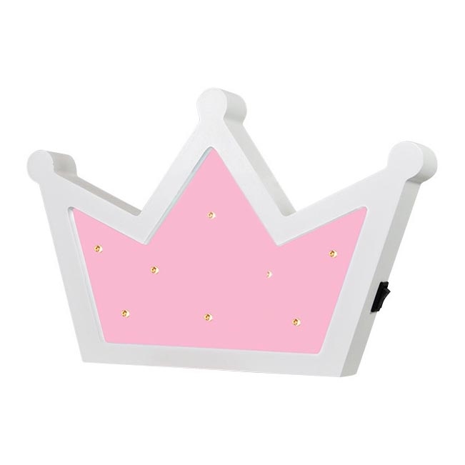 Applique murale enfant LED/2xAA couronne rose